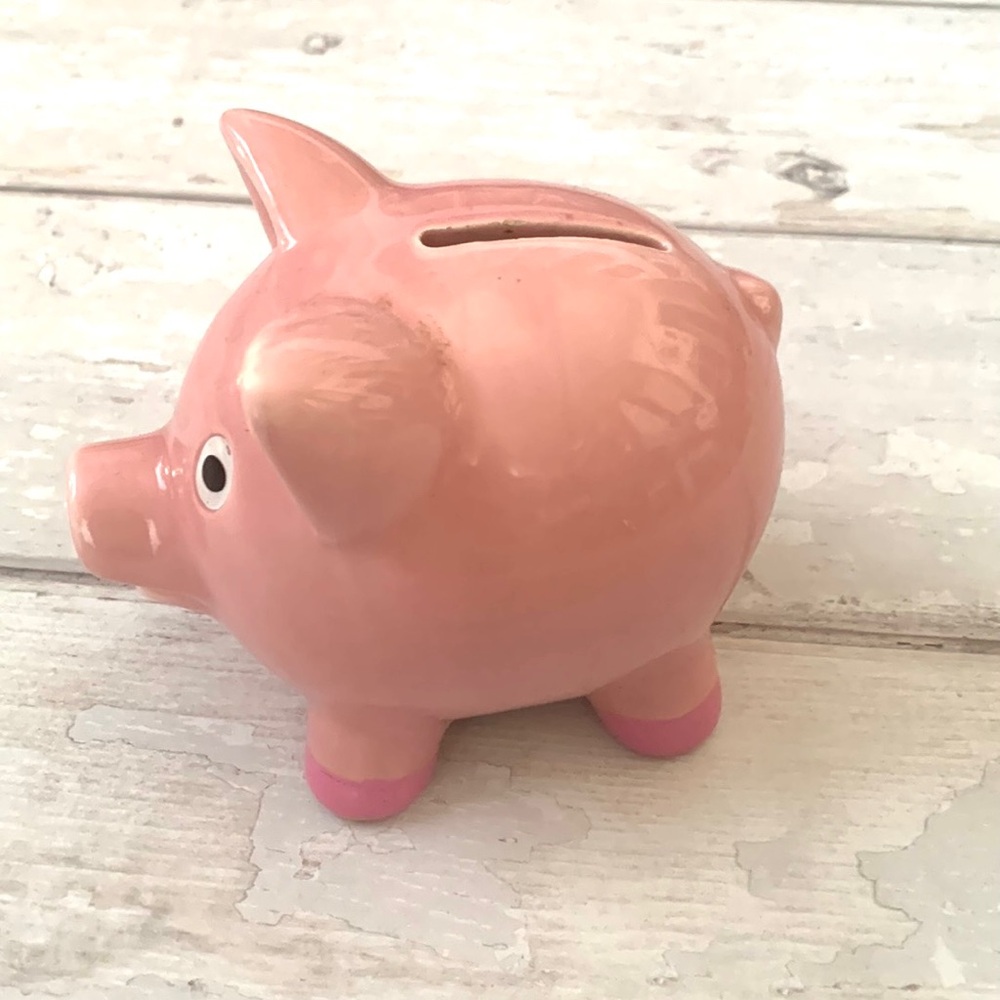 Girls Pink Piggy Bank Porcelain Pig Coin Bank Kids Home Decor